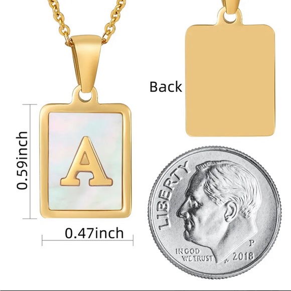Letter Necklaces, on White Shell Gold Plated Pendant Necklace - Picture 9 of 15